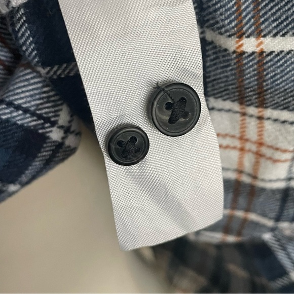 $20 SALE Classic Plaid Men's Shirt Blue White Orange Fall Winter Layer Mid/Heavy - Picture 5 of 7